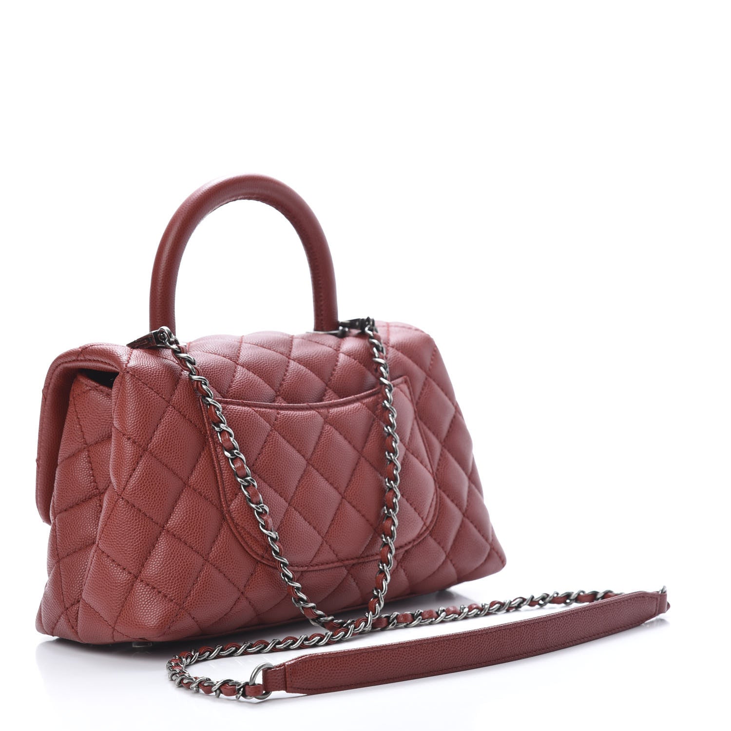 Chanel Caviar Quilted Mini Coco Handle Flap Dark Red 3 of 12