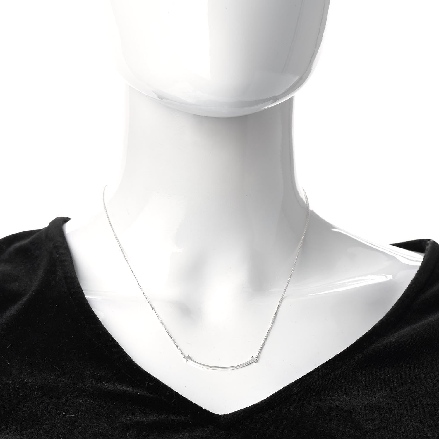 Tiffany Sterling Silver Small T Smile Pendant Necklace 2 of 5