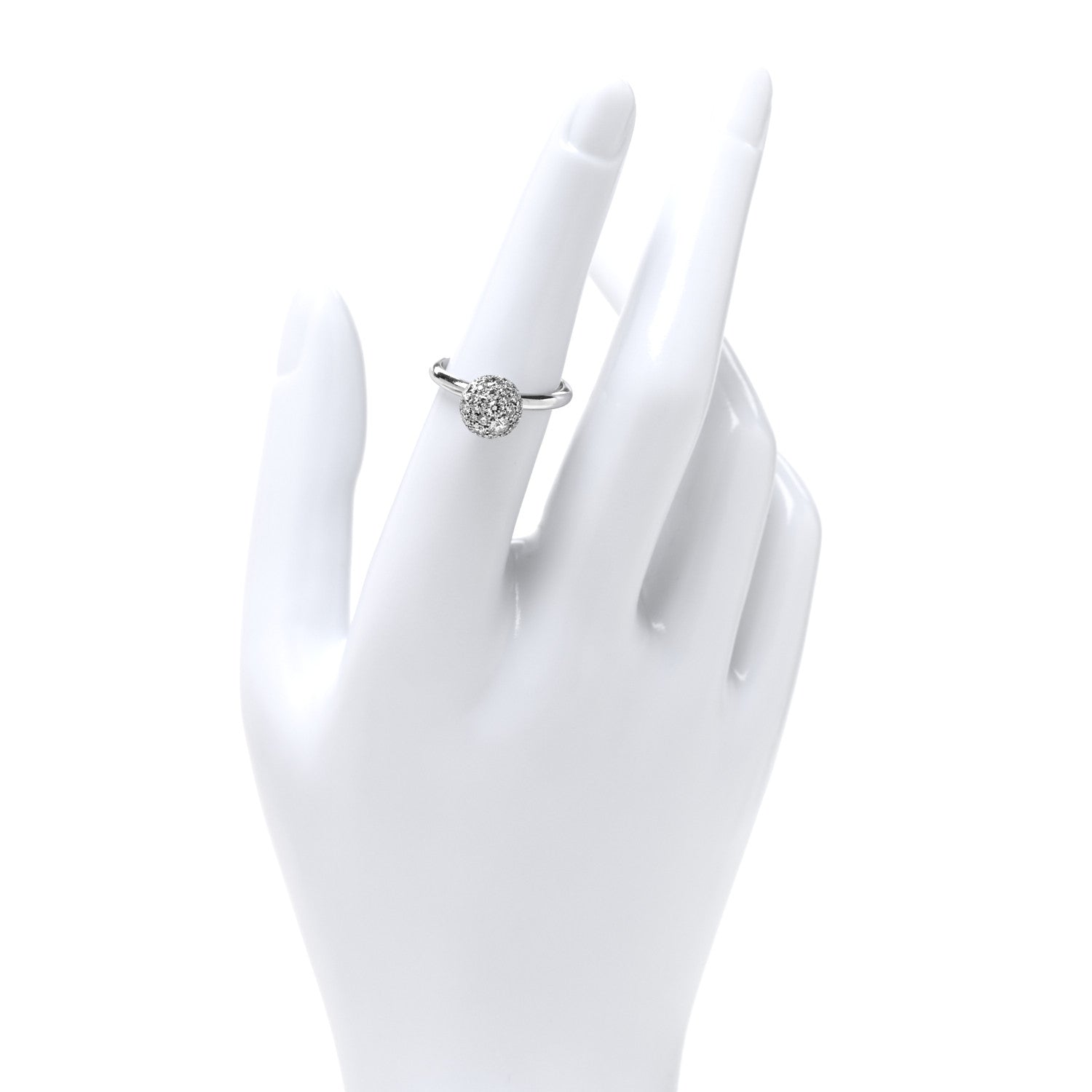Tiffany 18K White Gold Diamond 8mm Hardwear Ball Ring 53 6.25 2 of 5