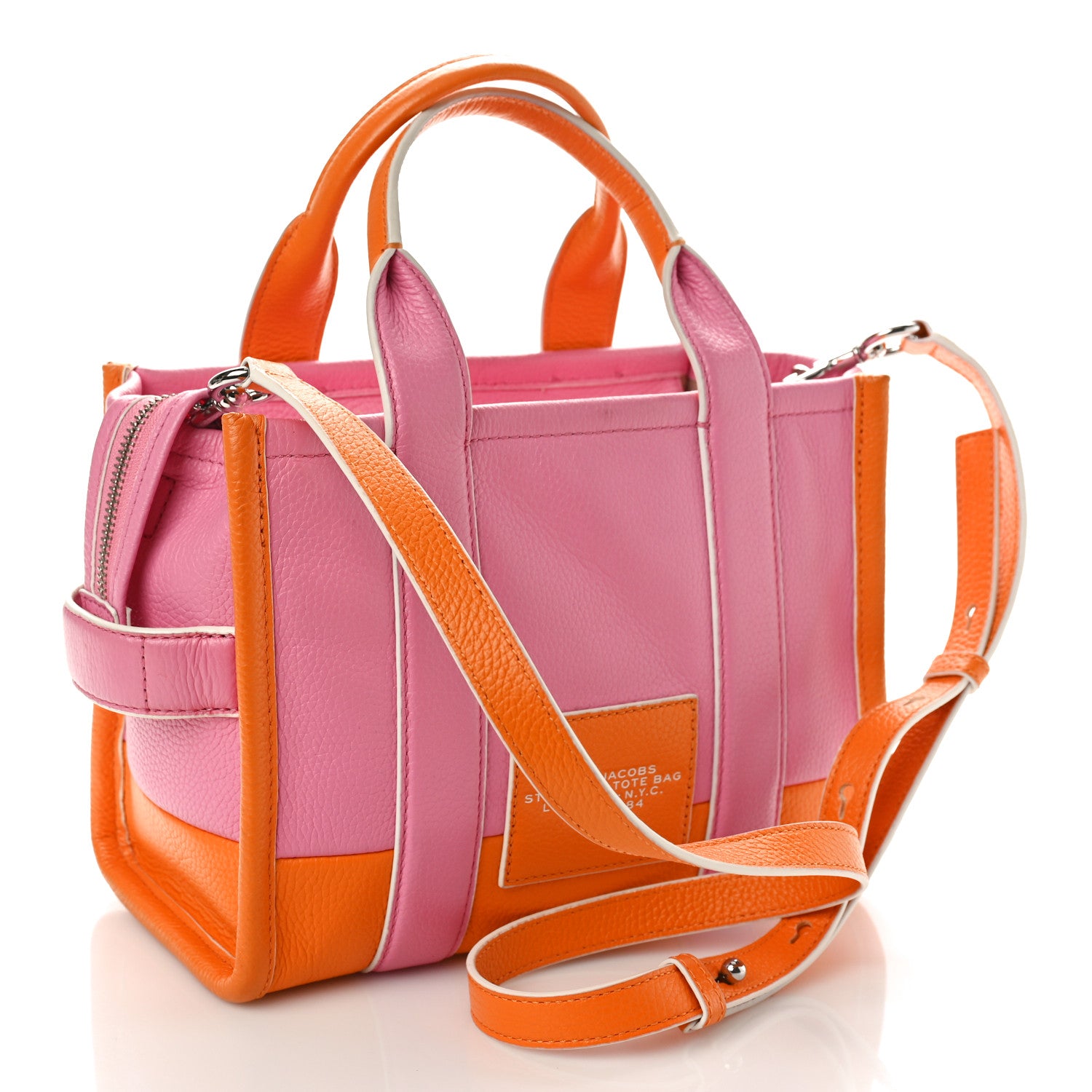 Marc Jacobs Grained Calfskin Small The Tote Bag Pink Orange 3 of 8