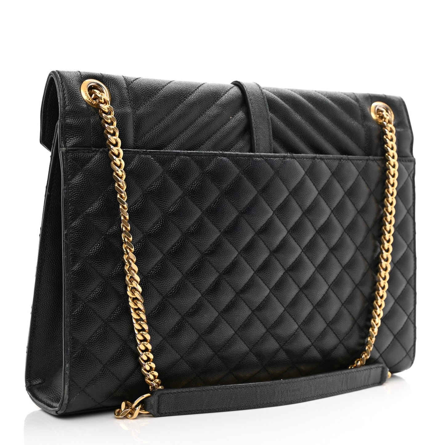 Grain De Poudre Textured Mixed Matelasse Large Triquilt Monogram Satchel Black