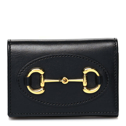 Gucci Boarded Plutone Calfskin Horsebit 1955 Tri Fold Wallet Black 1 of 10