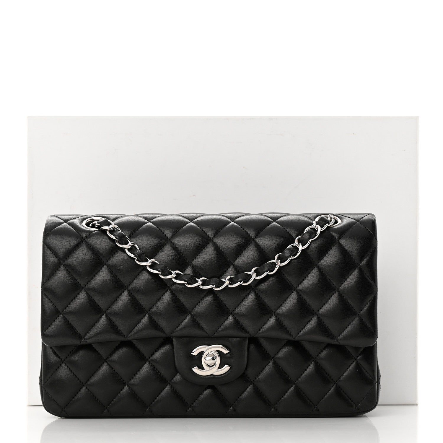 Chanel Lambskin Quilted Medium Double Flap Black 13 of 13