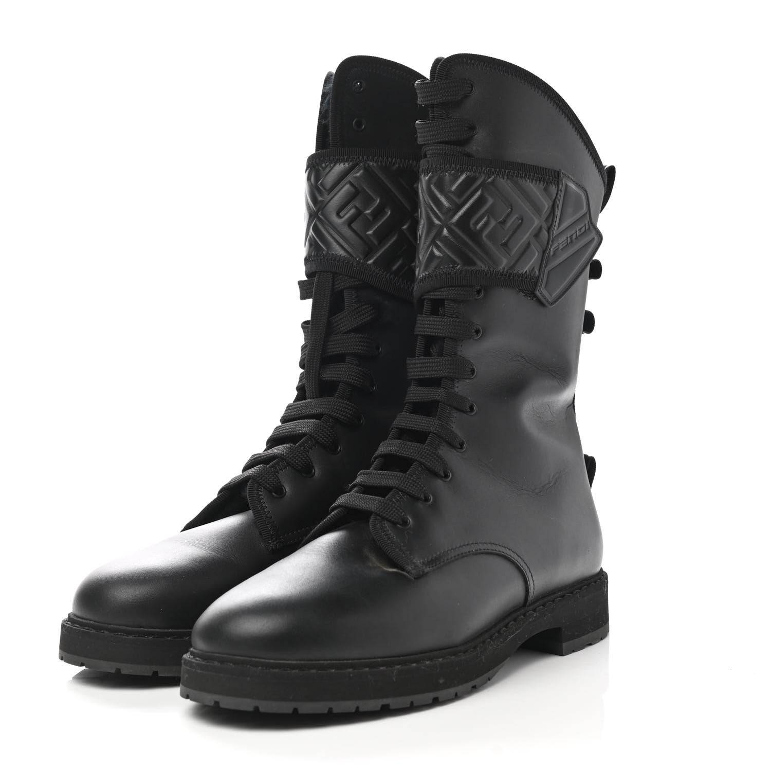 Fendi Nappa FF Embossed Womens Boots 38 Black 3 of 6