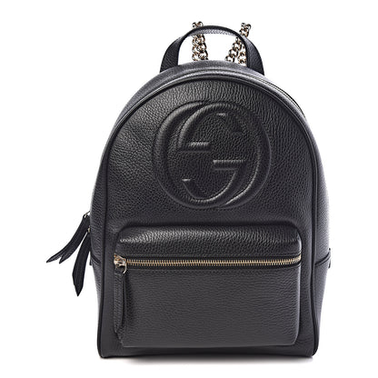 Gucci Pebbled Calfskin Soho Chain Backpack Black 1 of 10