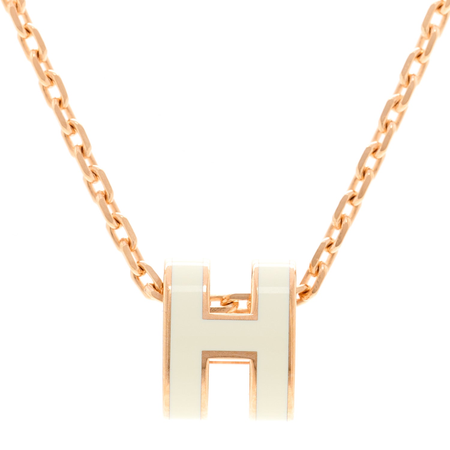 Hermes Lacquered Rose Gold Mini Pop H Pendant Necklace White 4 of 7
