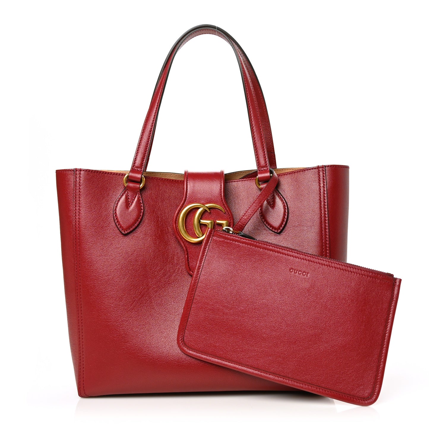 New Sakai Calfskin Lux Small Dahlia Tote New Cherry Red