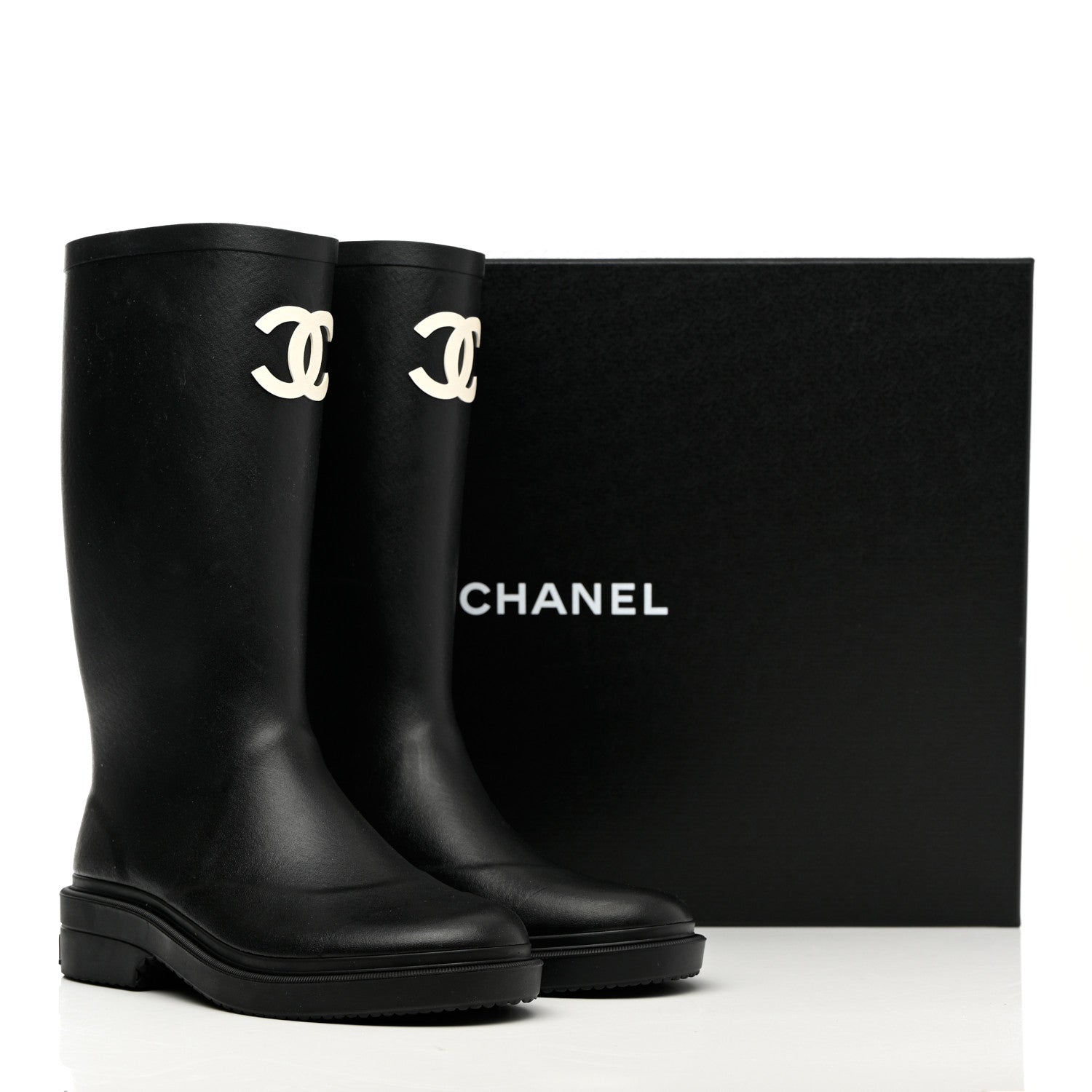 Chanel Caoutchouk CC High Boots 36 Black 12 of 12