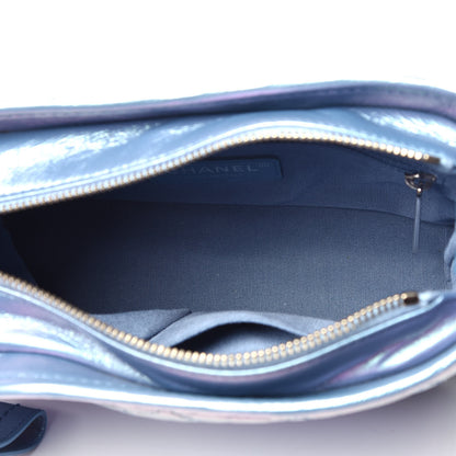 Chanel Iridescent Lambskin Calfskin Quilted Small Gabrielle Hobo Blue 5 of 9