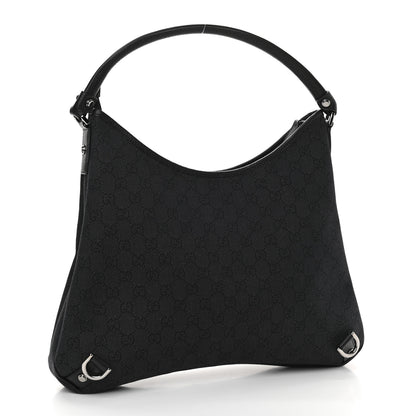 Gucci Denim Monogram Abbey D Ring Hobo Black 3 of 10