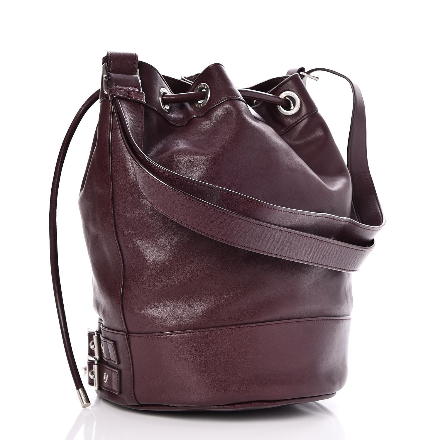 Saint Laurent Calfskin Medium Rider Bucket Bag Bordeaux 3 of 7