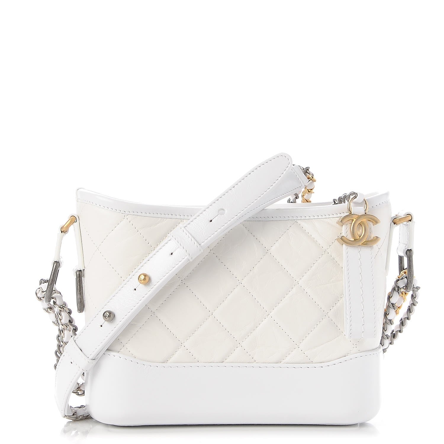 Chanel Aged Calfskin Quilted Small Gabrielle Hobo White 1 of 9
