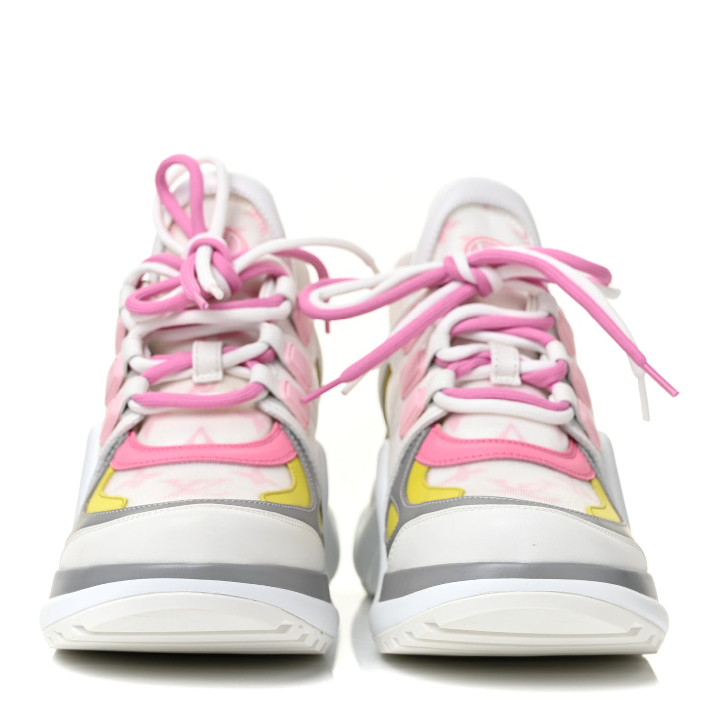 Calfskin Technical Nylon LV Archlight Sneakers 36 White Pink Yellow
