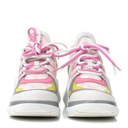 Louis Vuitton Calfskin Technical Nylon LV Archlight Sneakers 36 White Pink Yellow 2 of 7
