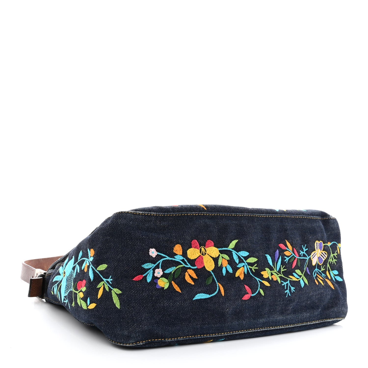 Fendi Denim Flower Embroidered Mama Baguette Blue 4 of 7