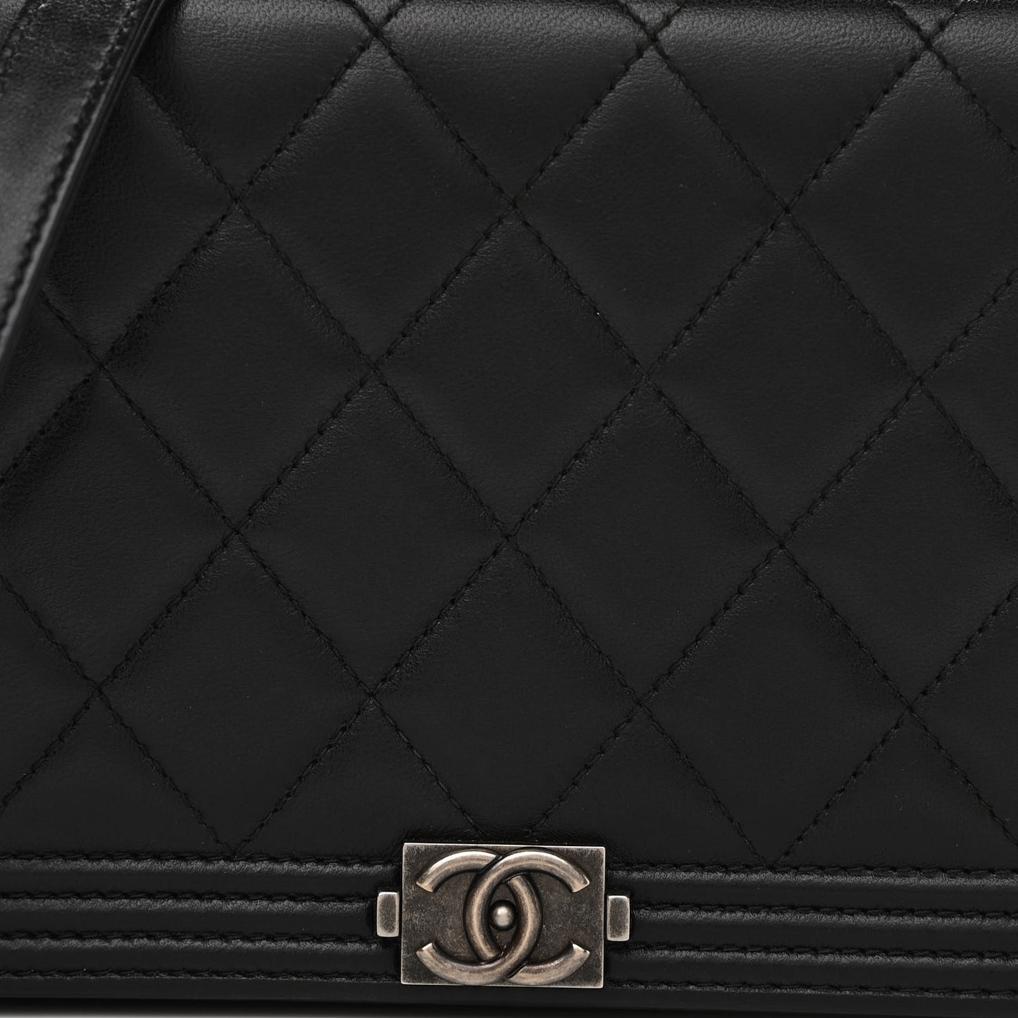 Lambskin Quilted Boy Wallet On Chain WOC Black