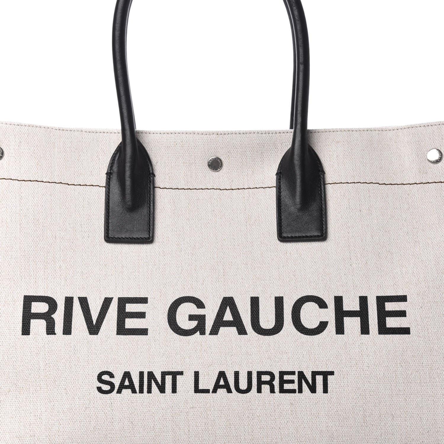 Saint Laurent Linen Calfskin Rive Gauche Tote Optic White 10 of 11