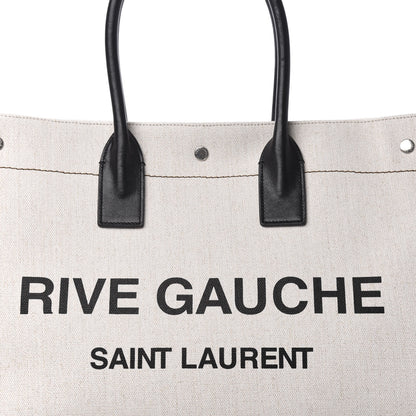Saint Laurent Linen Calfskin Rive Gauche Tote Optic White 10 of 11