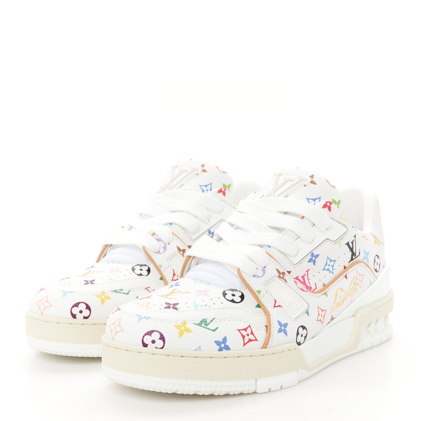LV X TM Calfskin Monogram LV Trainer Sneakers 37 Multicolor White