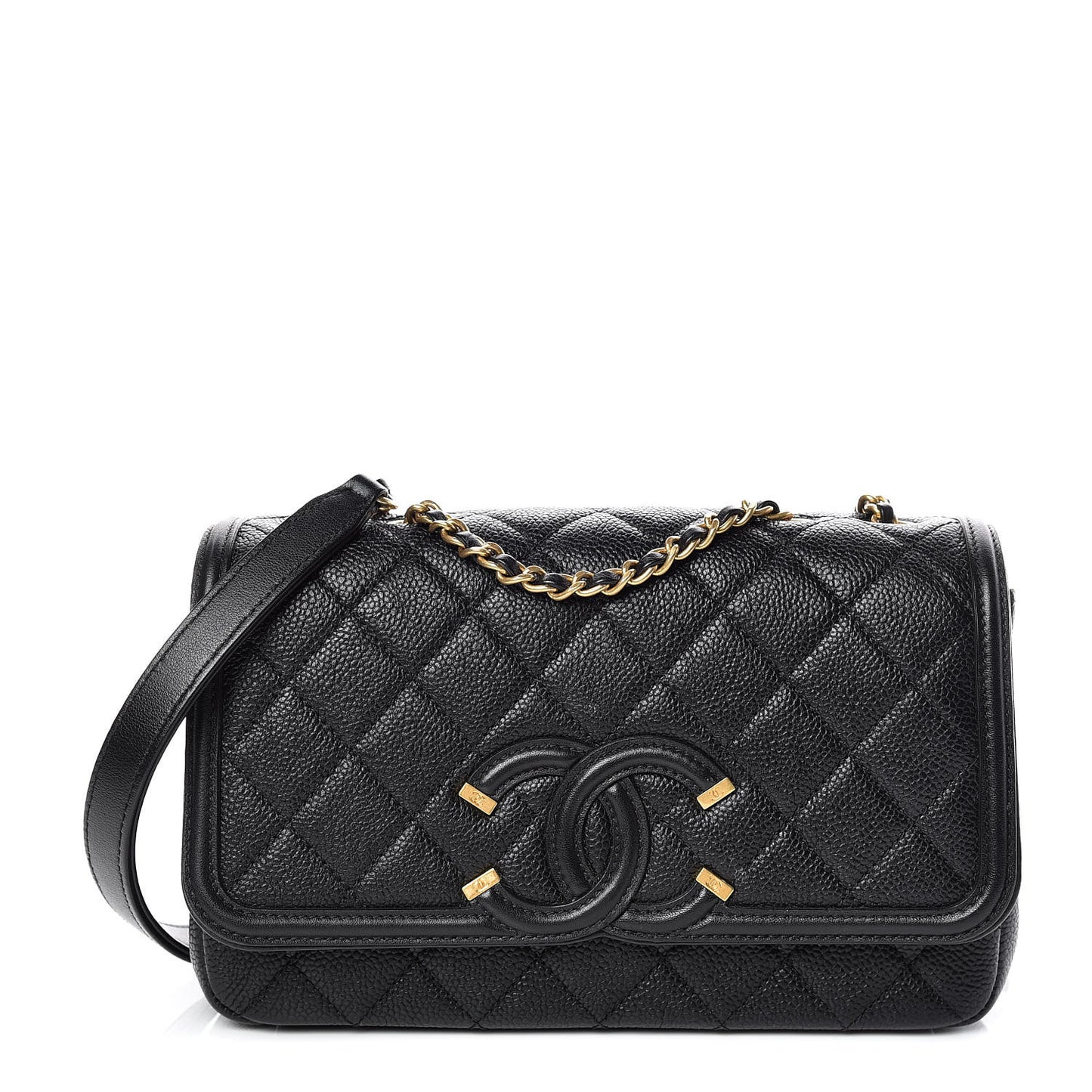 Caviar Quilted Small CC Filigree Flap Black