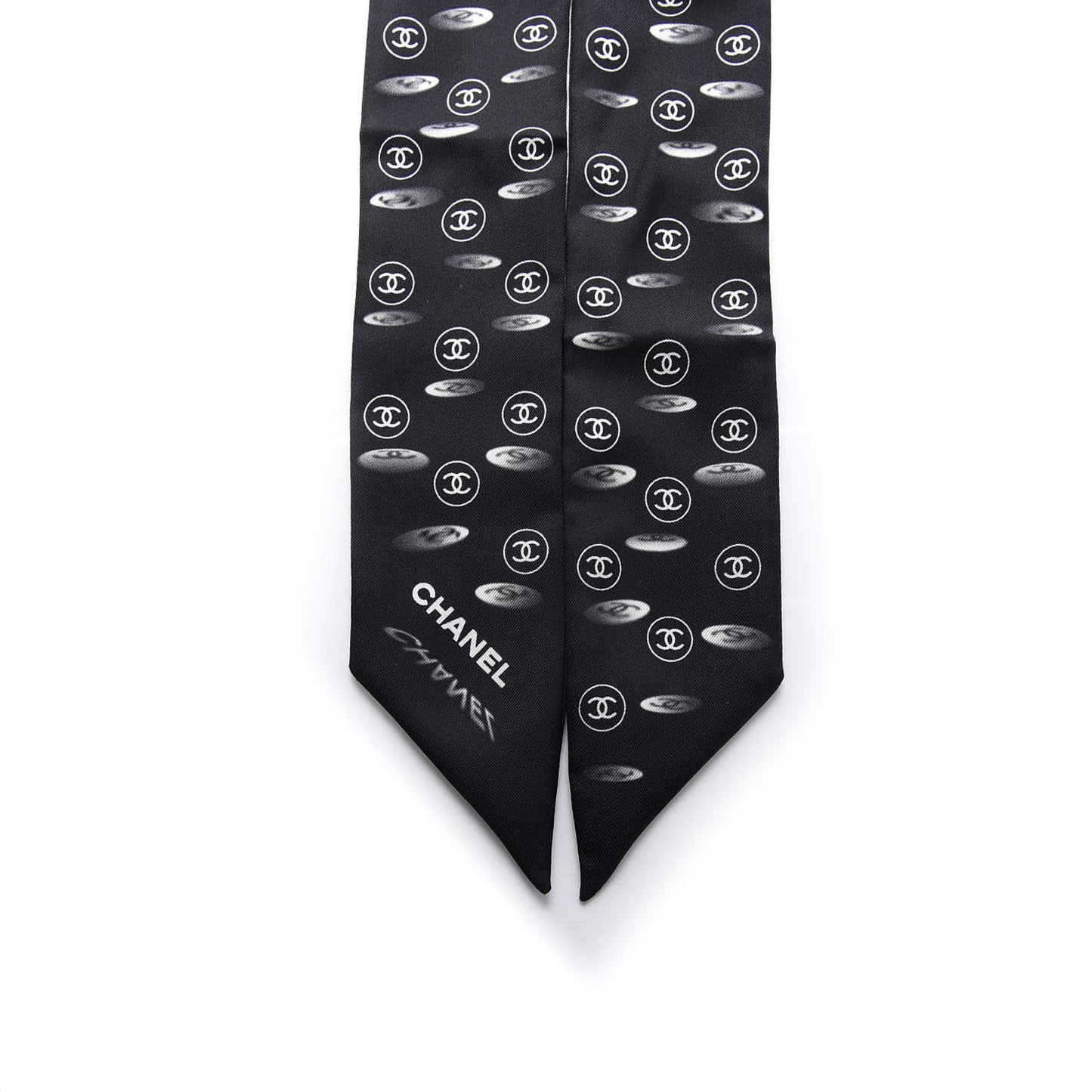 Silk CC Slim Bandeau Scarf Black