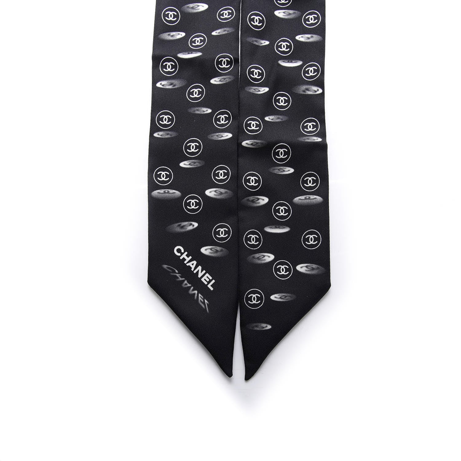 Chanel Silk CC Slim Bandeau Scarf Black 2 of 3