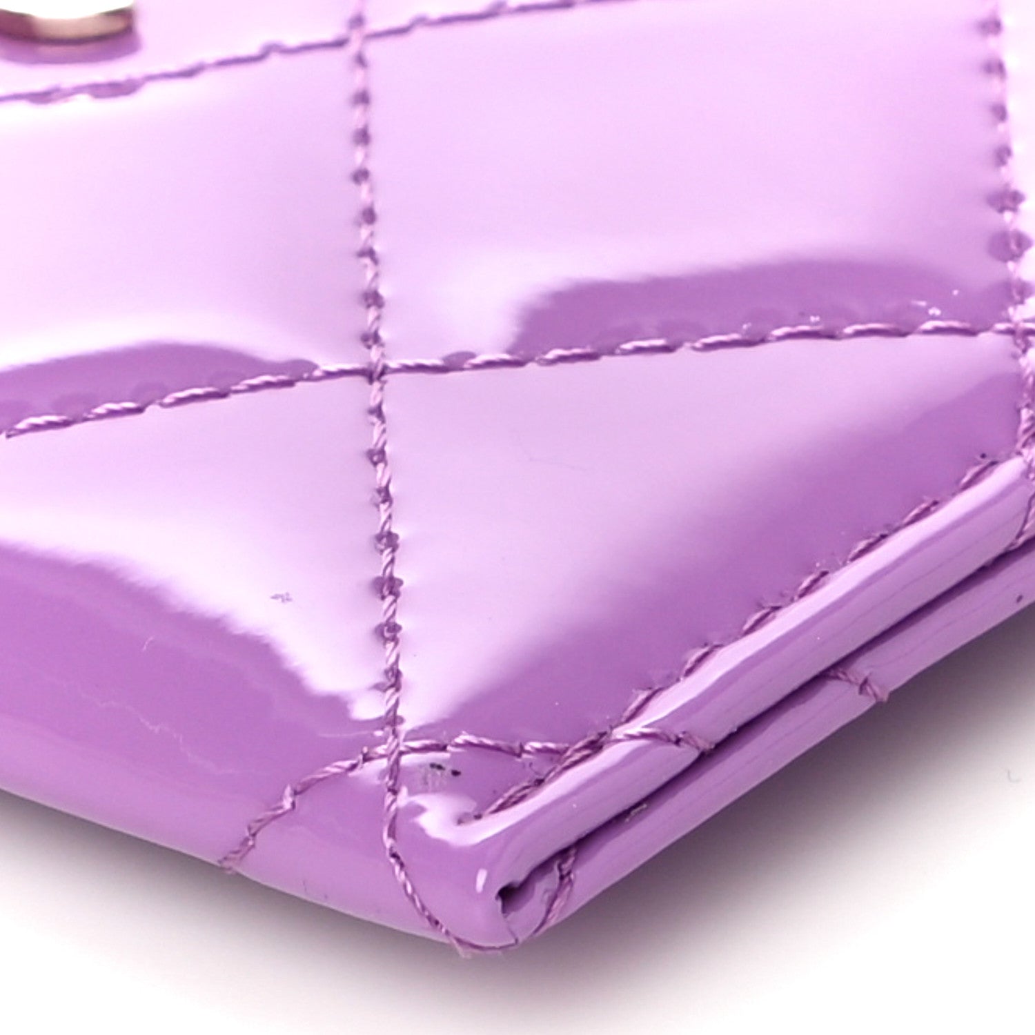 Chanel Patent Quilted Card Holder Purple 11 of 12