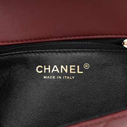 Chanel Lambskin Quilted Mini Two Tone Day Flap Burgundy 6 of 10