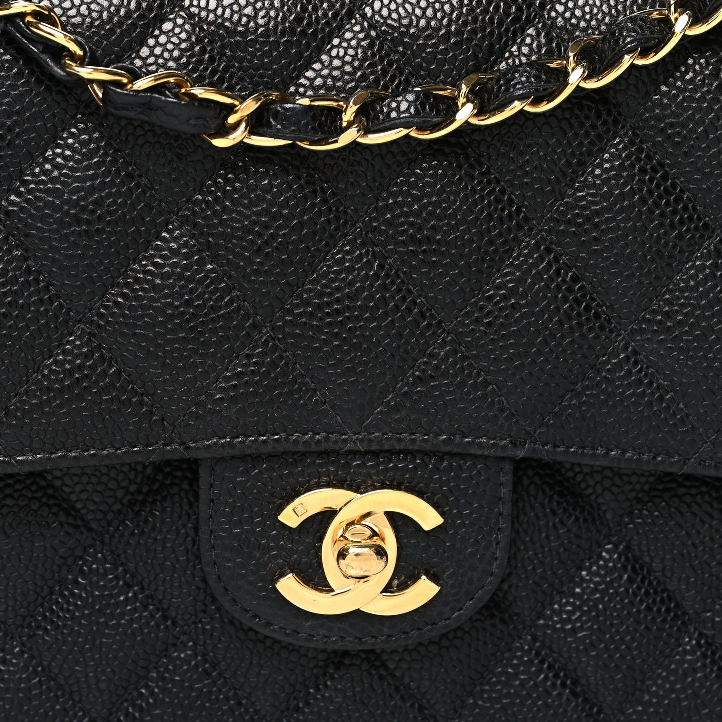 Caviar Quilted Medium Double Flap Black