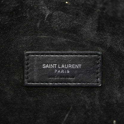 Saint Laurent Calfskin Crocodile Embossed Small Supple Sac de Jour Black 6 of 13