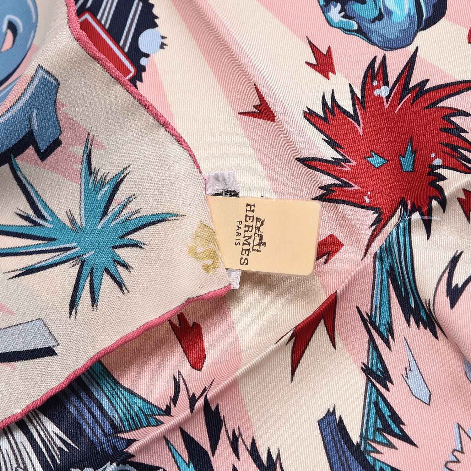 Hermes Silk H Comme Scarf 70 Rose Bleu Creme 5 of 5