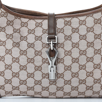 Gucci Monogram Lobster Clasp Jackie O Hobo Brown 8 of 16