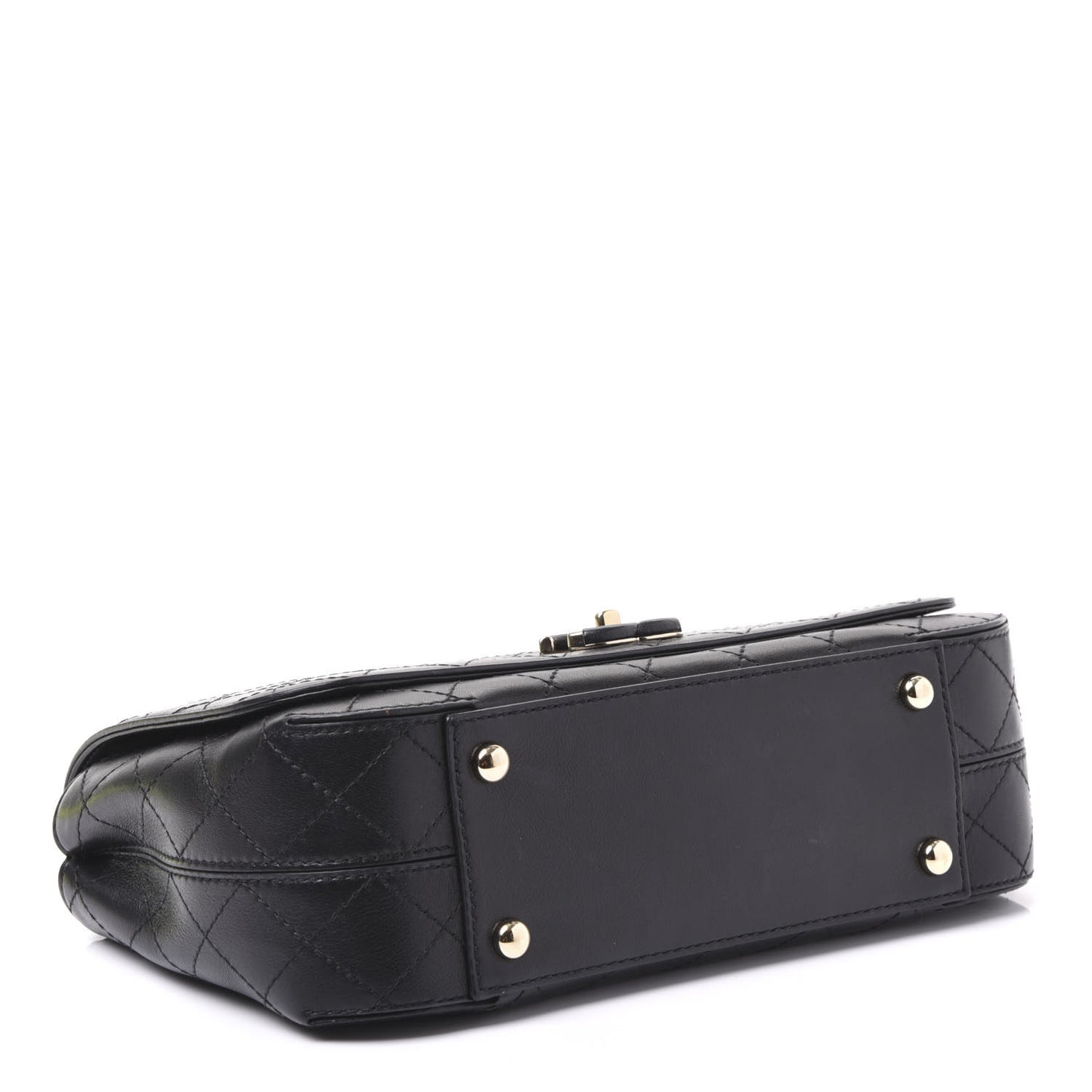 Calfskin Stitched Medium Covered CC Flap Bag Black