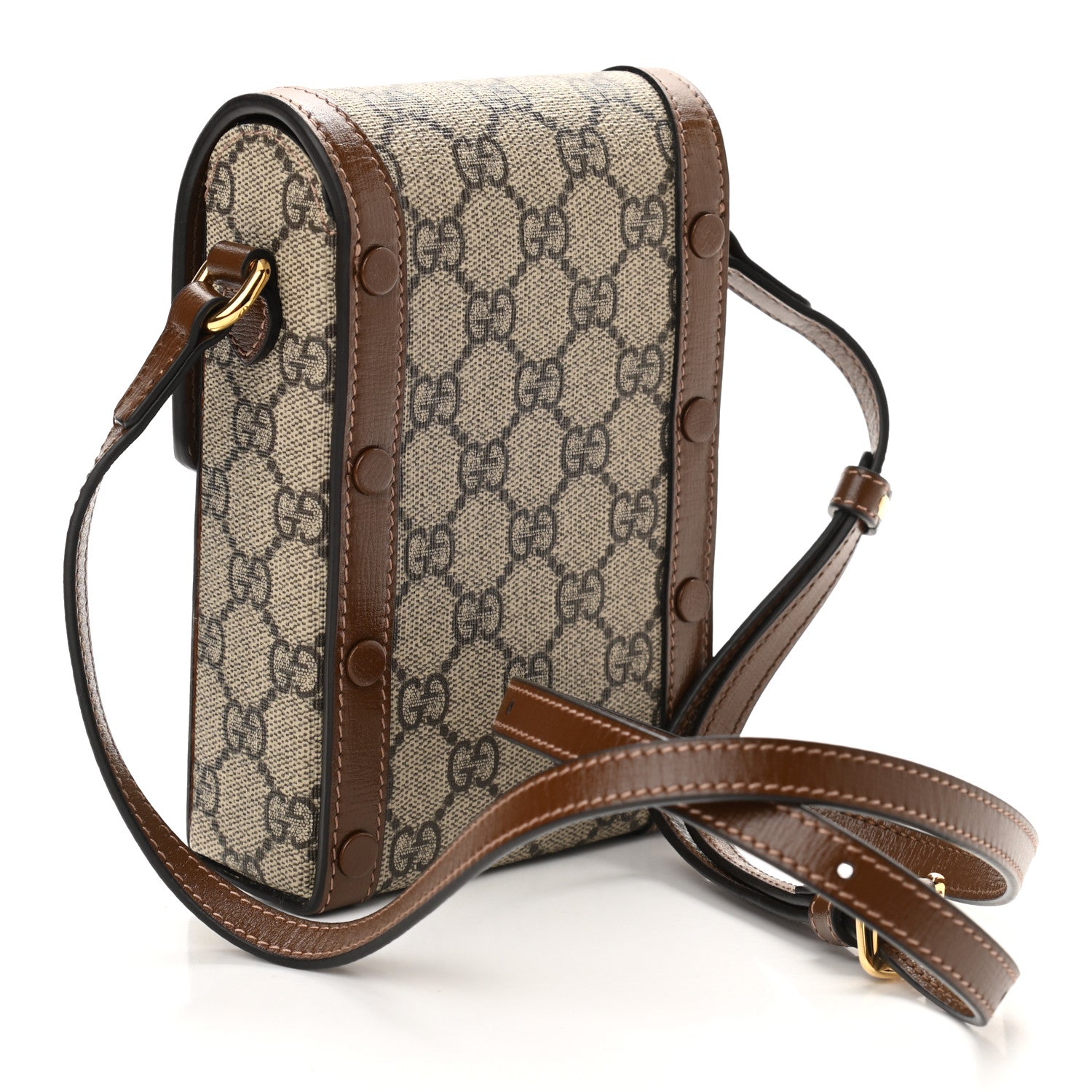 Gucci GG Supreme Monogram Mini Horsebit 1955 Crossbody Bag Beige Brown Sugar 3 of 11
