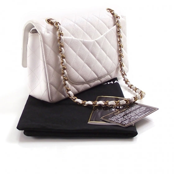 Caviar Quilted Small Double Flap White