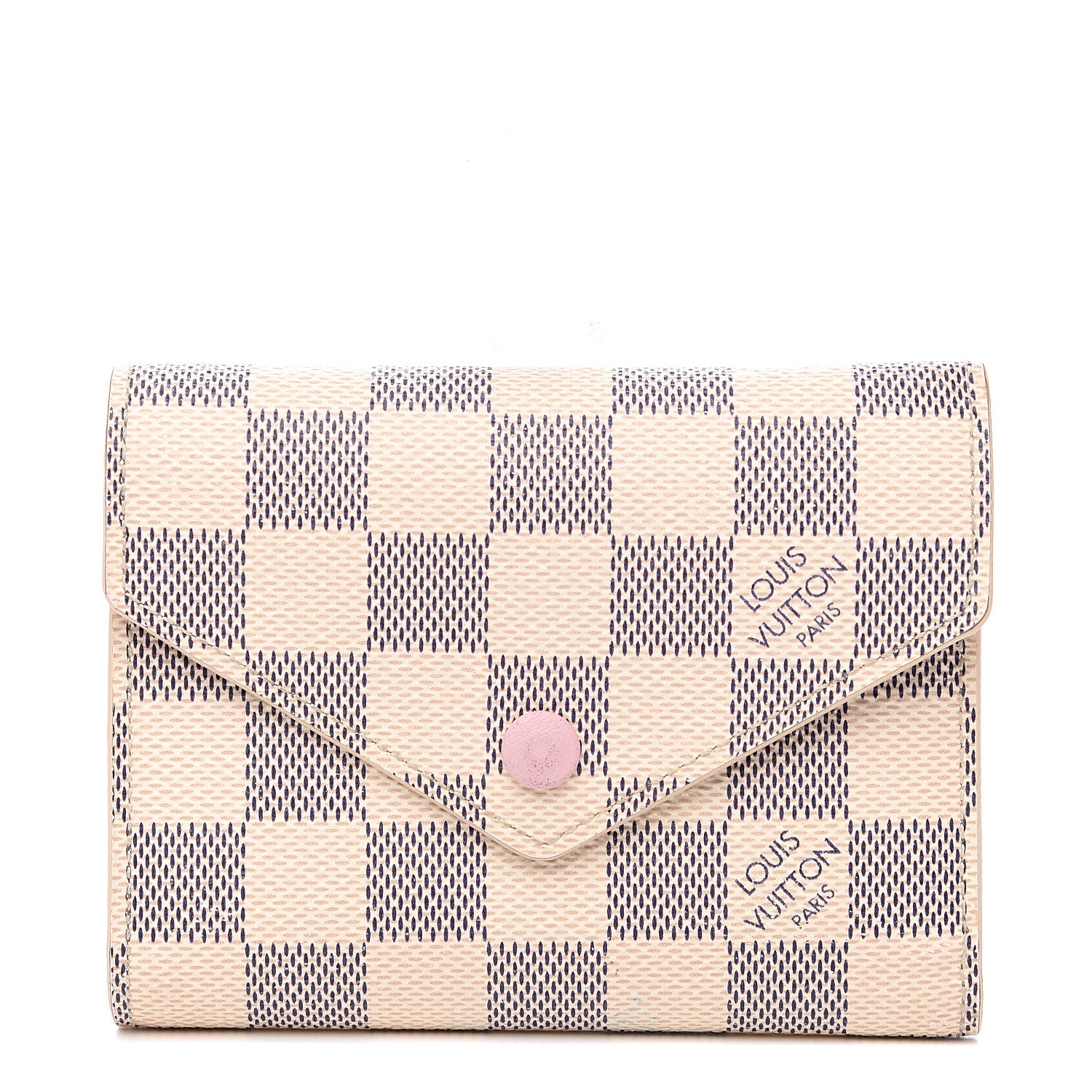 Louis Vuitton Damier Azur Victorine Wallet Rose Ballerine 1 of 7