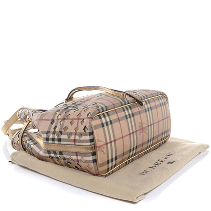 Burberry Haymarket Check Drawstring Claudia Bag Gold 4 of 8