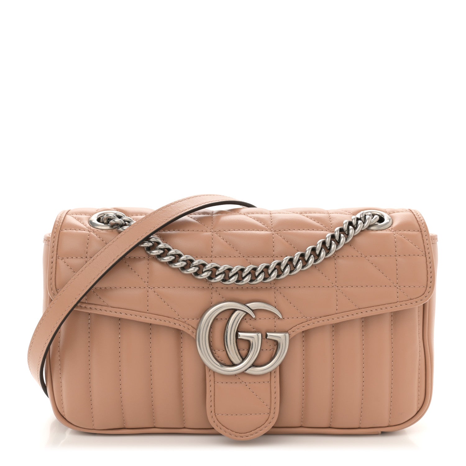Gucci Calfskin Matelasse Aria Small GG Marmont Shoulder Bag Camelia 1 of 10