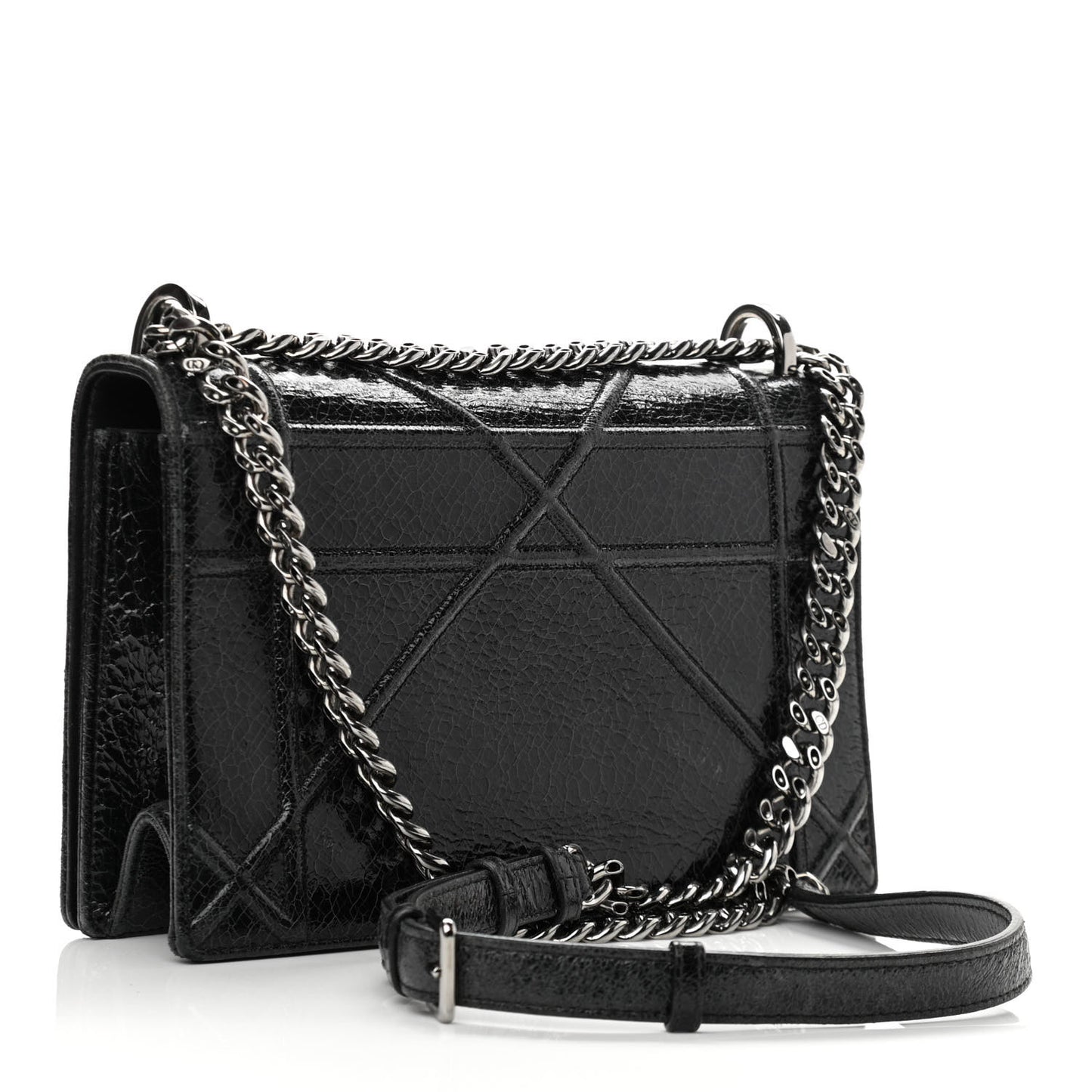 Crackled Deerskin Medium Diorama Flap Bag Black