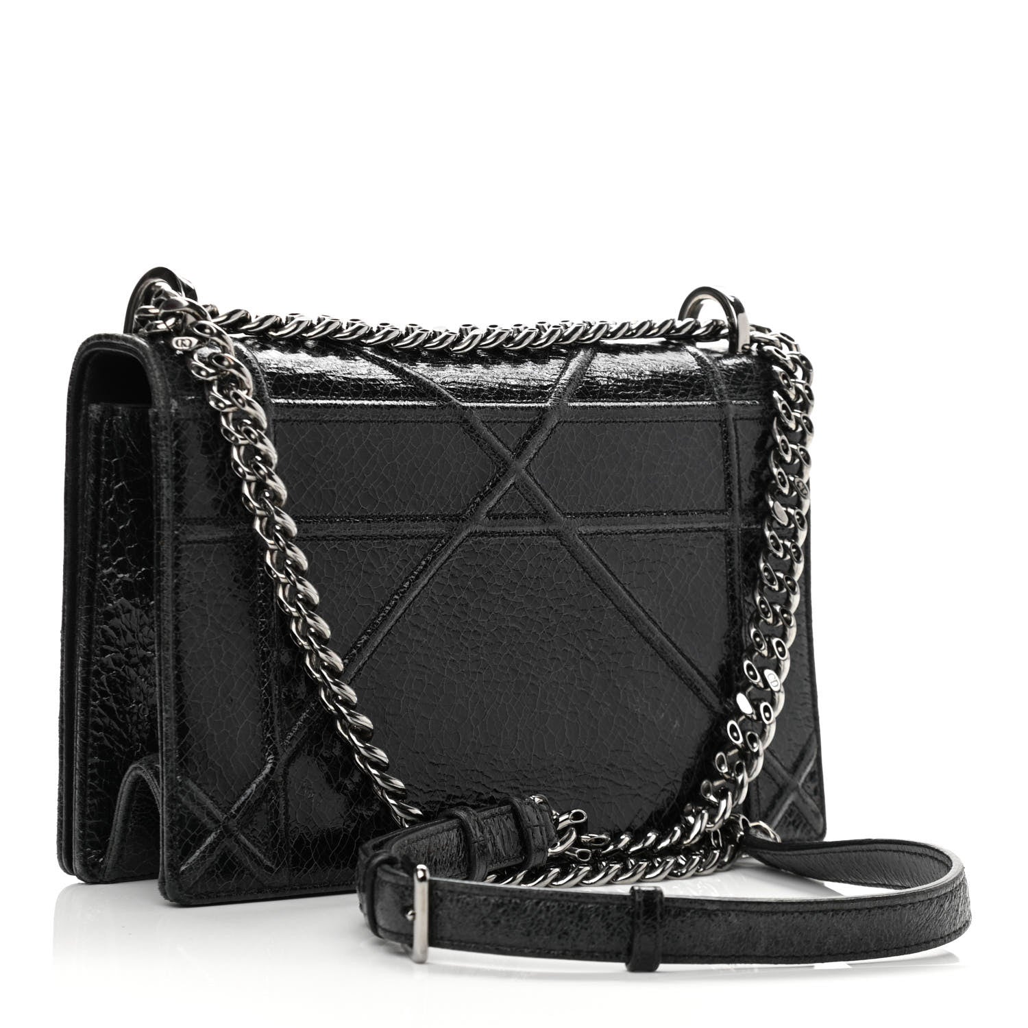 Christian Dior Crackled Deerskin Medium Diorama Flap Bag Black 3 of 11