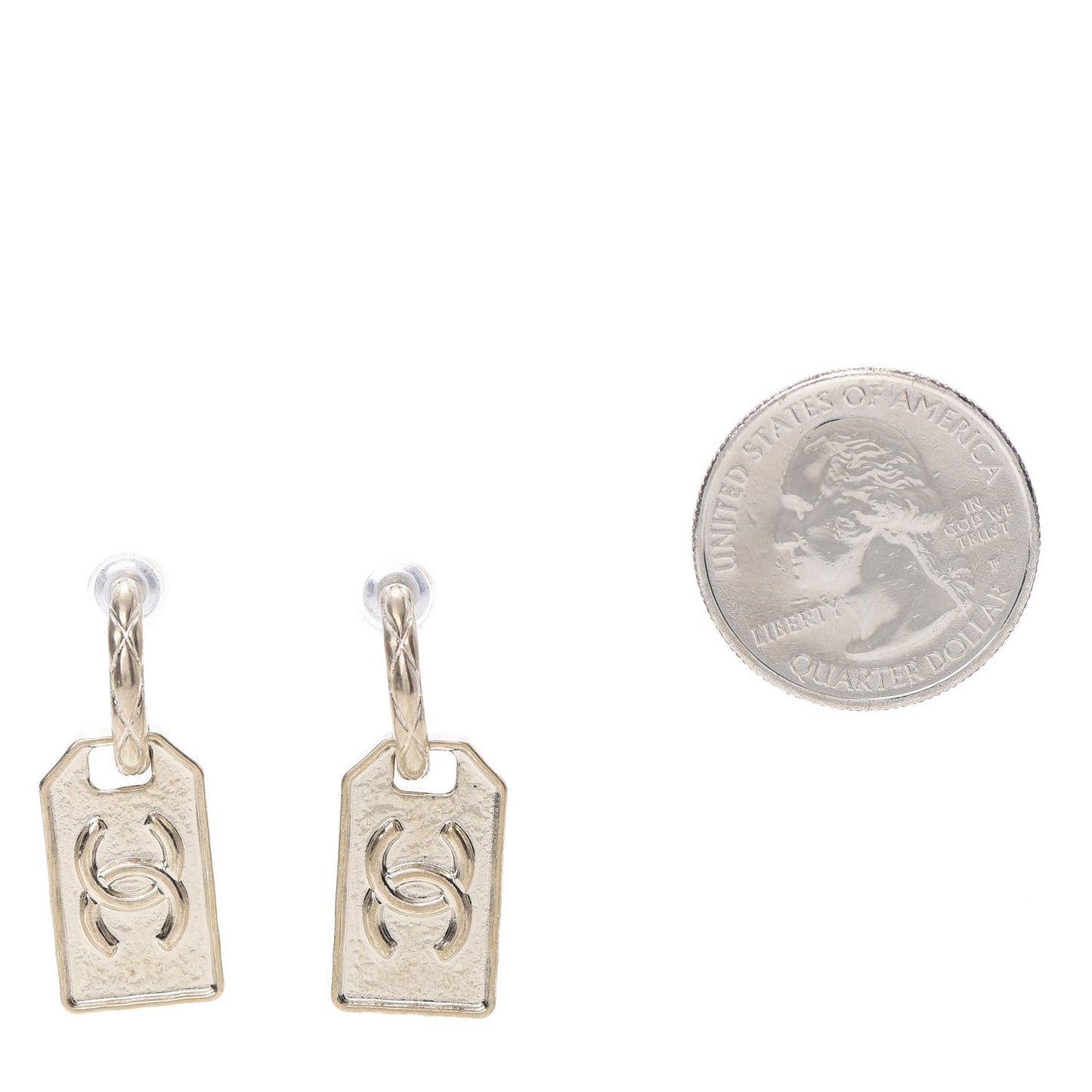 CC Tag Drop Earrings Gold