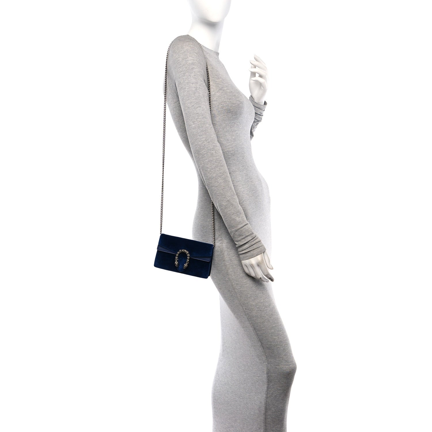 Gucci Velvet Super Mini Dionysus Shoulder Bag Cobalt 2 of 9