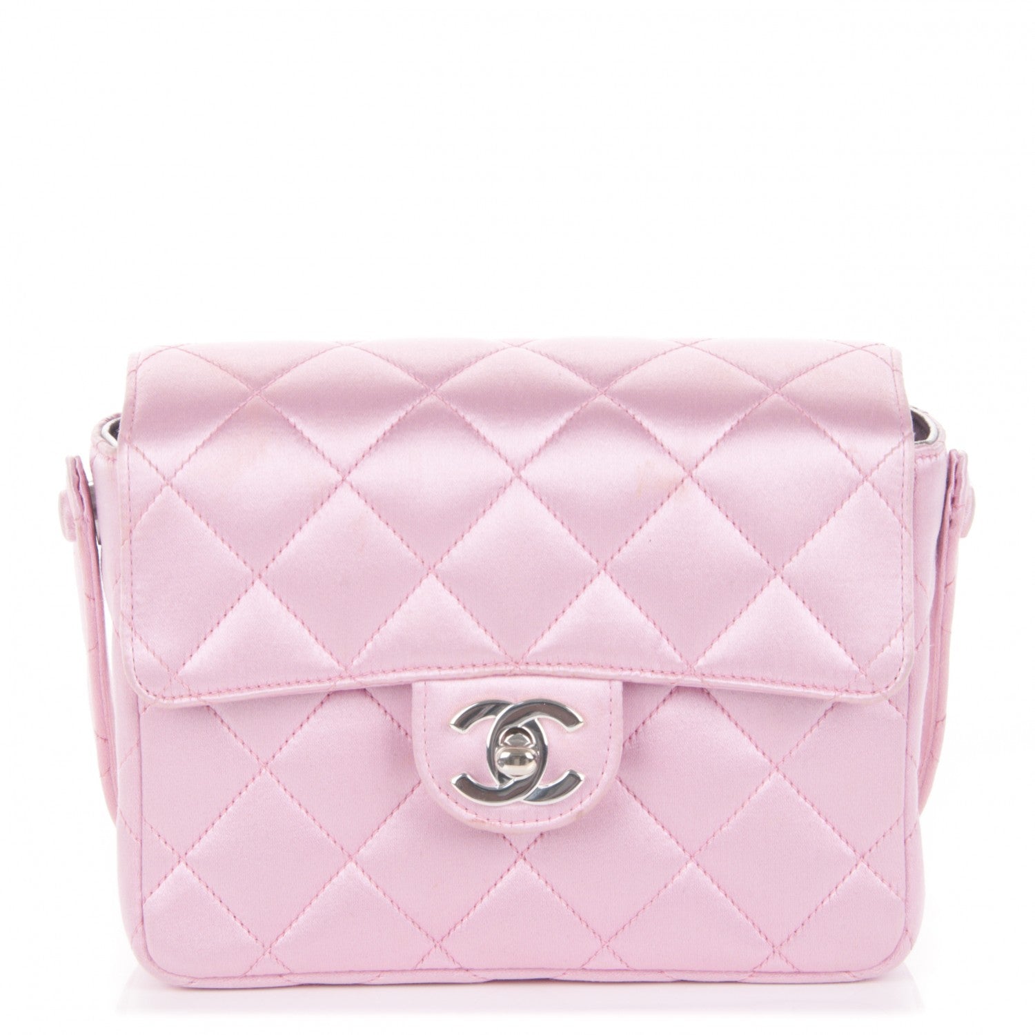 Chanel Satin Quilted Evening Bag Pink 1 of 9