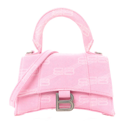 Balenciaga Washed Denim BB Monogram Hourglass Top Handle Bag XS Pink 1 of 11