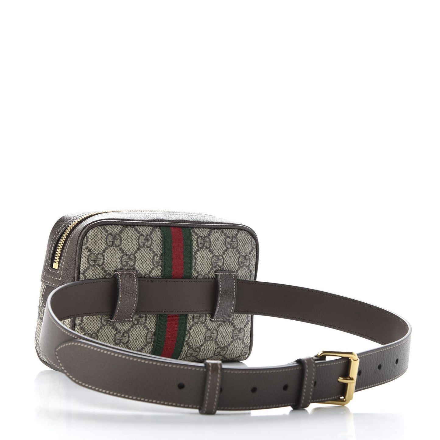 GG Supreme Monogram Web Small Ophidia Belt Bag 85 34 Dark Brown