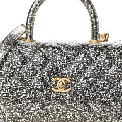 Chanel Metallic Caviar Quilted Mini Coco Handle Flap Silver 10 of 10