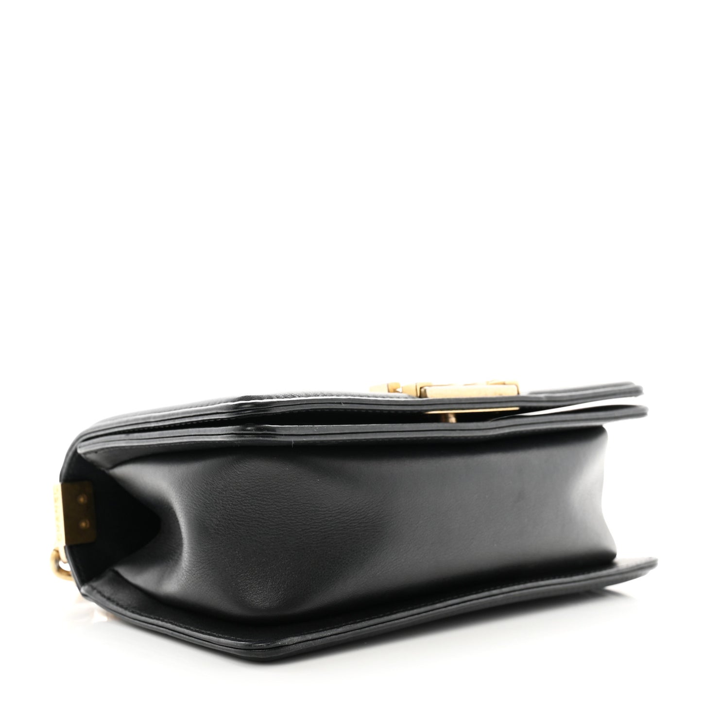 Calfskin Quilted Small Boy Flap Black