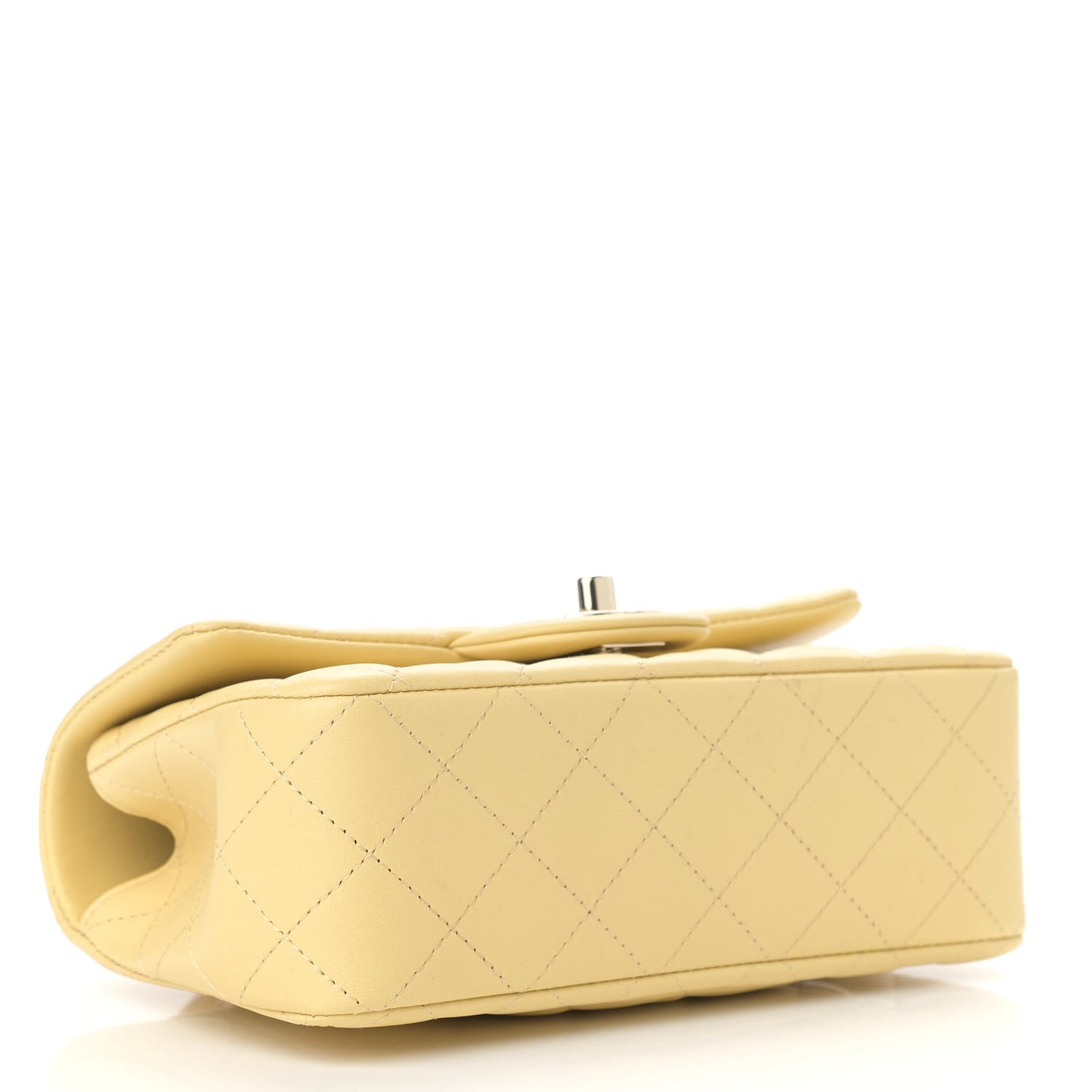 Lambskin Quilted Mini Top Handle Rectangular Flap Yellow
