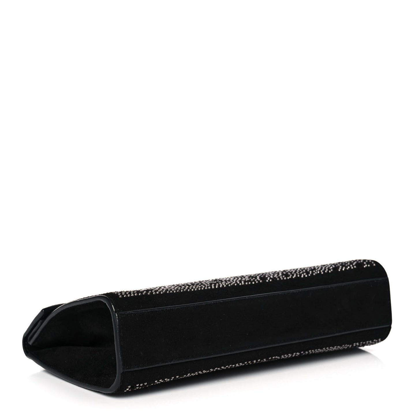 Suede Studded Foldover Clutch Black