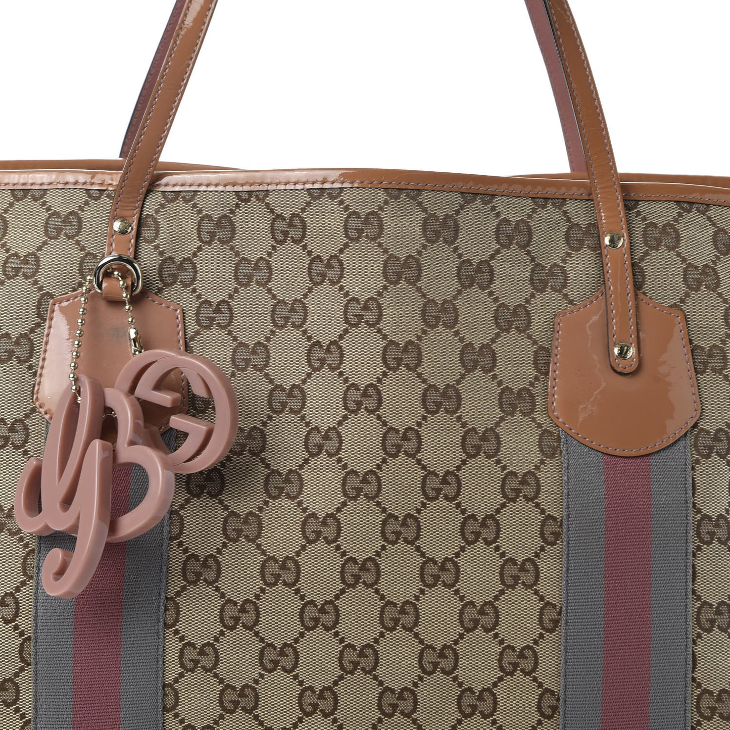 Monogram Patent Web Large Jolie Tote Pink
